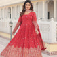 Jyoti Fashion Women's Gajri Faux Georgette Sequins Embroidered Partywear Anarkali Dress with Dupatta | Swadesiicart