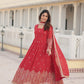 Jyoti Fashion Women's Gajri Faux Georgette Sequins Embroidered Partywear Anarkali Dress with Dupatta | Swadesiicart
