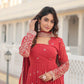 Jyoti Fashion Women's Gajri Faux Georgette Sequins Embroidered Partywear Anarkali Dress with Dupatta | Swadesiicart