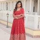 Jyoti Fashion Women's Gajri Faux Georgette Sequins Embroidered Partywear Anarkali Dress with Dupatta | Swadesiicart