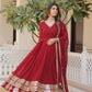 Jyoti Fashion Women's Maroon Faux Blooming Sequins Embroidered Partywear Anarkali Dress with Dupatta | Swadesiicart