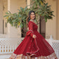 Jyoti Fashion Women's Maroon Faux Blooming Sequins Embroidered Partywear Anarkali Dress with Dupatta | Swadesiicart