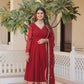 Jyoti Fashion Women's Maroon Faux Blooming Sequins Embroidered Partywear Anarkali Dress with Dupatta | Swadesiicart