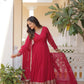 Jyoti Fashion Women's Rani Pink Faux Blooming Sequins Embroidered Partywear Anarkali Dress with Dupatta | Swadesiicart