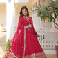 Jyoti Fashion Women's Rani Pink Faux Blooming Sequins Embroidered Partywear Anarkali Dress with Dupatta | Swadesiicart