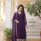 Jyoti Fashion Women's Purple Faux Blooming Sequins Embroidered Partywear Anarkali Dress with Dupatta | Swadesiicart