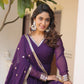 Jyoti Fashion Women's Purple Faux Blooming Sequins Embroidered Partywear Anarkali Dress with Dupatta | Swadesiicart