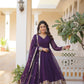 Jyoti Fashion Women's Purple Faux Blooming Sequins Embroidered Partywear Anarkali Dress with Dupatta | Swadesiicart