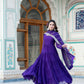 Jyoti Fashion Women's Purple Faux Georgette Frill Work Partywear Anarkali Dress with Dupatta | Swadesiicart