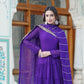Jyoti Fashion Women's Purple Faux Georgette Frill Work Partywear Anarkali Dress with Dupatta | Swadesiicart