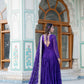 Jyoti Fashion Women's Purple Faux Georgette Frill Work Partywear Anarkali Dress with Dupatta | Swadesiicart