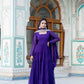 Jyoti Fashion Women's Purple Faux Georgette Frill Work Partywear Anarkali Dress with Dupatta | Swadesiicart