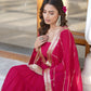 Jyoti Fashion Women's Rani Pink Faux Georgette Frill Work Partywear Anarkali Dress with Dupatta | Swadesiicart