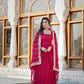 Jyoti Fashion Women's Rani Pink Faux Georgette Frill Work Partywear Anarkali Dress with Dupatta | Swadesiicart