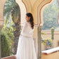 Jyoti Fashion Women's White Faux Georgette Frill Work Partywear Anarkali Dress with Dupatta | Swadesiicart
