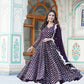 Jyoti Fashion Women's Wine Faux Blooming Sequins Embroidered Partywear Anarkali Dress with Dupatta | Swadesiicart