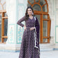 Jyoti Fashion Women's Wine Faux Blooming Sequins Embroidered Partywear Anarkali Dress with Dupatta | Swadesiicart