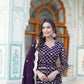 Jyoti Fashion Women's Wine Faux Blooming Sequins Embroidered Partywear Anarkali Dress with Dupatta | Swadesiicart