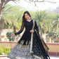 Jyoti Fashion Women's Black Faux Blooming Sequins Embroidered Partywear Anarkali Dress with Dupatta | Swadesiicart