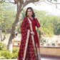 Jyoti Fashion Women's Maroon Faux Blooming Sequins Embroidered Partywear Anarkali Dress with Dupatta | Swadesiicart