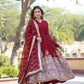 Jyoti Fashion Women's Maroon Faux Blooming Sequins Embroidered Partywear Anarkali Dress with Dupatta | Swadesiicart