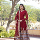 Jyoti Fashion Women's Maroon Faux Blooming Sequins Embroidered Partywear Anarkali Dress with Dupatta | Swadesiicart