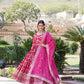 Jyoti Fashion Women's Pink Viscose Jacquard with Sequins Embroidered Anarkali Dress with Dupatta | Swadesiicart