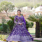 Jyoti Fashion Women's Purple Viscose Jacquard with Sequins Embroidered Anarkali Dress with Dupatta | Swadesiicart