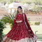 Jyoti Fashion Women's Maroon Faux Blooming Sequins Thread Embroidered Anarkali Dress with Dupatta | Swadesiicart
