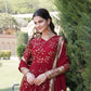 Jyoti Fashion Women's Maroon Faux Blooming Sequins Thread Embroidered Anarkali Dress with Dupatta | Swadesiicart