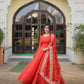 Jyoti Fashion Women's Gajri Russian Silk Kali work Partywear Anarkali Dress with Dupatta | Swadesiicart