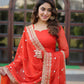 Jyoti Fashion Women's Gajri Russian Silk Kali work Partywear Anarkali Dress with Dupatta | Swadesiicart