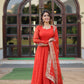Jyoti Fashion Women's Gajri Russian Silk Kali work Partywear Anarkali Dress with Dupatta | Swadesiicart