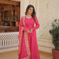 Jyoti Fashion Women's Pink Russian Silk Kali work Partywear Anarkali Dress with Dupatta | Swadesiicart