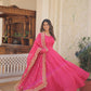 Jyoti Fashion Women's Pink Russian Silk Kali work Partywear Anarkali Dress with Dupatta | Swadesiicart