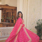 Jyoti Fashion Women's Pink Russian Silk Kali work Partywear Anarkali Dress with Dupatta | Swadesiicart