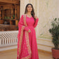 Jyoti Fashion Women's Pink Russian Silk Kali work Partywear Anarkali Dress with Dupatta | Swadesiicart