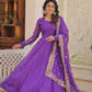 Jyoti Fashion Women's Purple Russian Silk Kali work Partywear Anarkali Dress with Dupatta | Swadesiicart