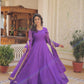 Jyoti Fashion Women's Purple Russian Silk Kali work Partywear Anarkali Dress with Dupatta | Swadesiicart