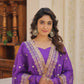 Jyoti Fashion Women's Purple Russian Silk Kali work Partywear Anarkali Dress with Dupatta | Swadesiicart