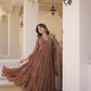Jyoti Fashion Women's Coffee Faux Georgette Embroidered Partywear Anarkali Dress with Dupatta | Swadesiicart