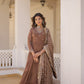 Jyoti Fashion Women's Coffee Faux Georgette Embroidered Partywear Anarkali Dress with Dupatta | Swadesiicart