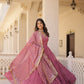 Jyoti Fashion Women's Onion Pink Faux Georgette Embroidered Partywear Anarkali Dress with Dupatta | Swadesiicart