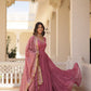 Jyoti Fashion Women's Onion Pink Faux Georgette Embroidered Partywear Anarkali Dress with Dupatta | Swadesiicart