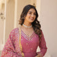 Jyoti Fashion Women's Onion Pink Faux Georgette Embroidered Partywear Anarkali Dress with Dupatta | Swadesiicart