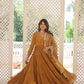 Jyoti Fashion Women's Mustard Faux Georgette Embroidered Partywear Anarkali Dress with Dupatta | Swadesiicart