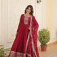 Jyoti Fashion Women's Maroon Silver Faux Blooming Sequins Embroidered Partywear Anarkali Dress with Dupatta | Swadesiicart
