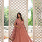 Jyoti Fashion Women's Peach Faux Georgette Sequins Zari Embroidered Anarkali Dress with Dupatta | Swadesiicart