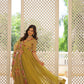 Jyoti Fashion Women's Mehendi Faux Georgette Sequins Zari Embroidered Anarkali Dress with Dupatta | Swadesiicart