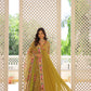 Jyoti Fashion Women's Mehendi Faux Georgette Sequins Zari Embroidered Anarkali Dress with Dupatta | Swadesiicart